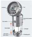 Solar Fan Lamp with Bluetooth Speaker